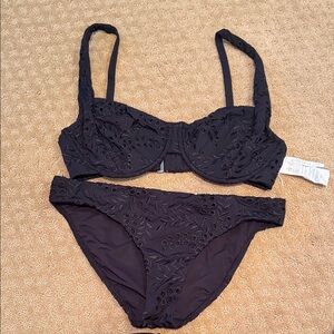 Seafolly Black Eyelet Bikini Set